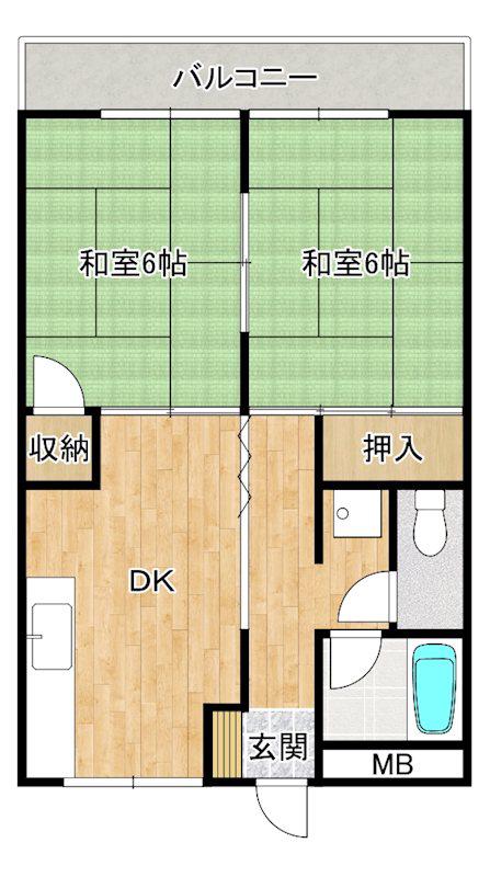 レジデンスAY(2DK/2階)の間取り写真