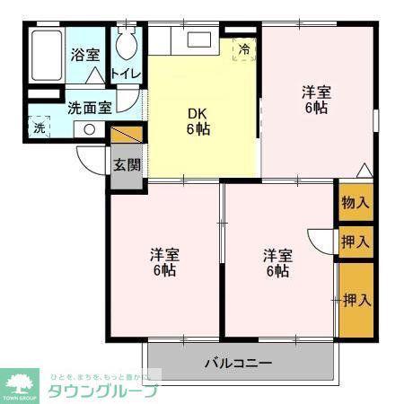 ルピナス幕張(3DK/2階)の間取り写真