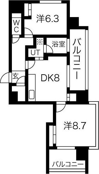 さくらHILLS NAGOYA ウエスト(2LDK/9階)の間取り写真