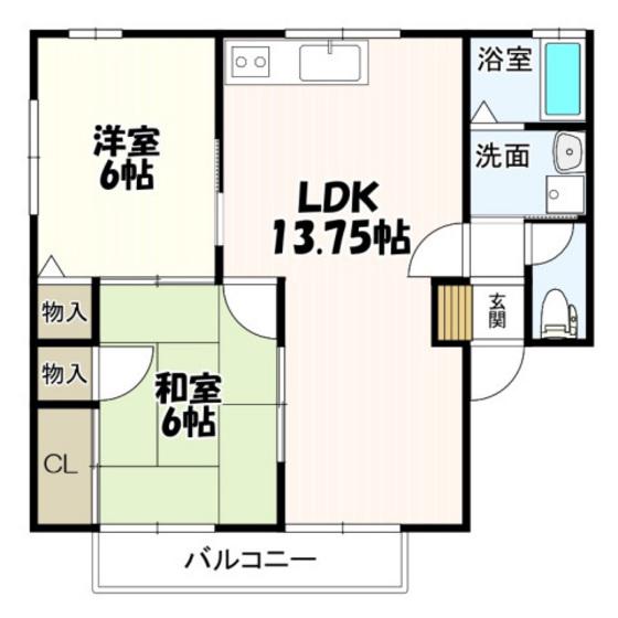 セピアコートしもはら(2LDK/1階)の間取り写真
