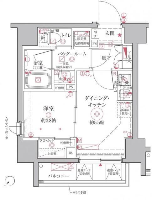 クレイシアIDZ王子アーバンヒルズ(1DK/2階)の間取り写真