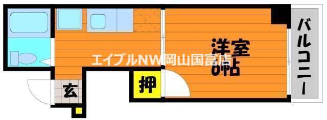 サンジェルマン中納言(1K/2階)の間取り写真