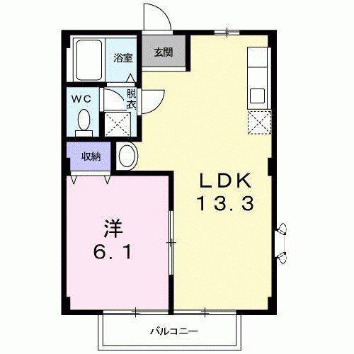 サンビレッジジュリア(1LDK/2階)の間取り写真