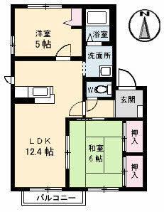 COSMO TOWN D棟(2LDK/2階)の間取り写真