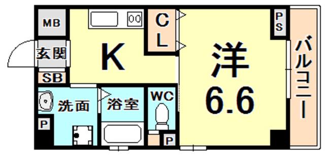 コモ西宮北口(1K/2階)の間取り写真