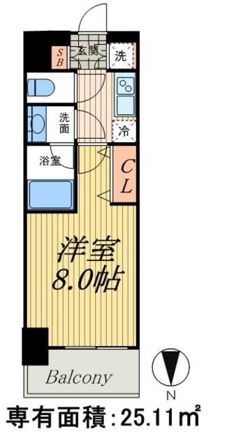 ドゥーエ蔵前(1K/7階)の間取り写真