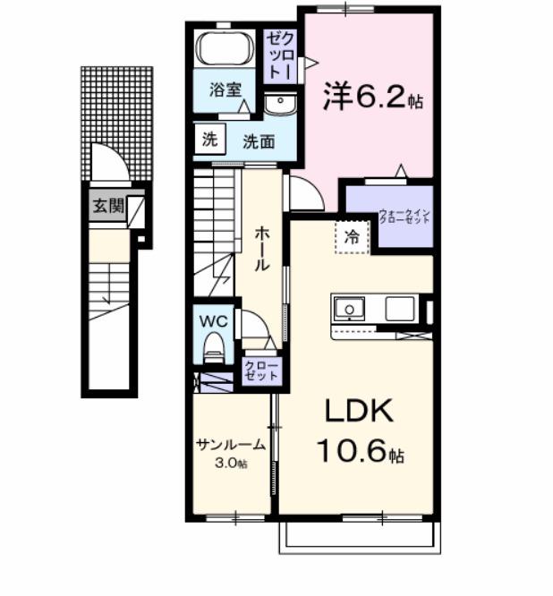 木ノ本アパートB(1LDK/2階)の間取り写真