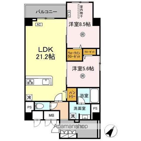 KYOKUYOUモダンベース天神(2LDK/7階)の間取り写真