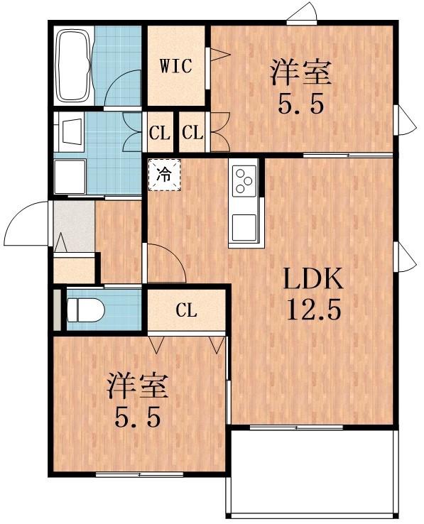 MAISON DE COUER(2LDK/1階)の間取り写真