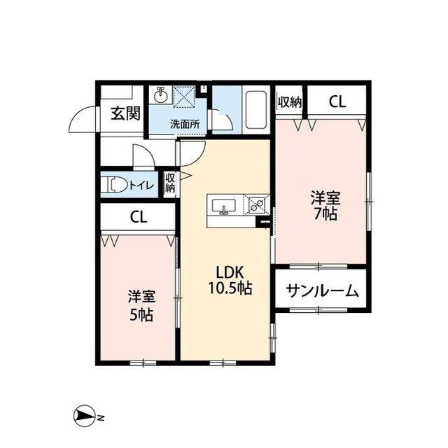 シャンドラ(2LDK/1階)の間取り写真
