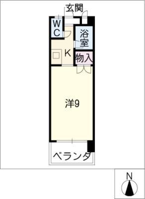荒木ハイツ(1K/4階)の間取り写真
