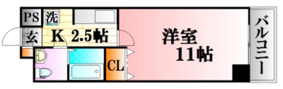 IMPRESSION十日市(1K/2階)の間取り写真