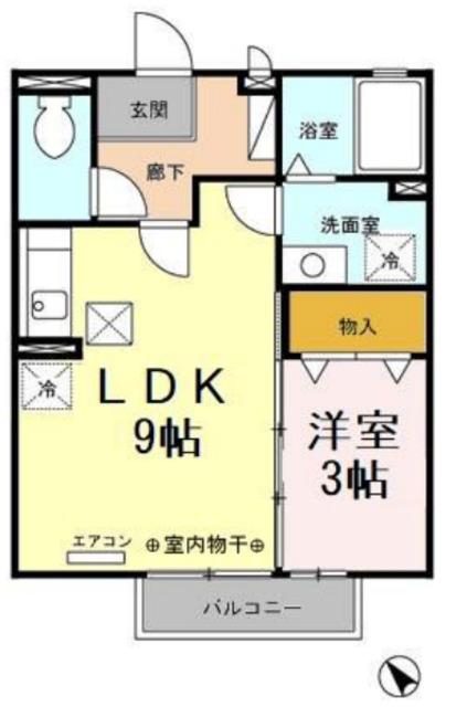リヴェールタキ(1LDK/1階)の間取り写真