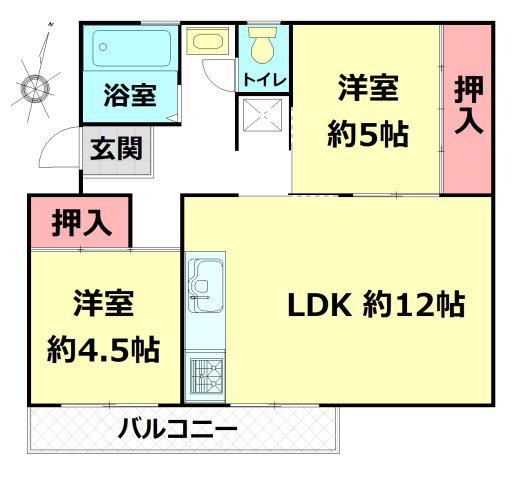 小金原団地6-7街区(2LDK/3階)の間取り写真
