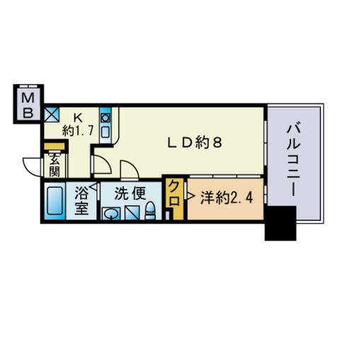 グランフォーレプライム大手門(1LDK/11階)の間取り写真