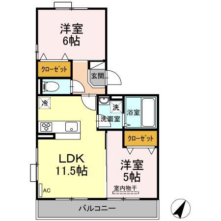 フォレストリーフ(2LDK/1階)の間取り写真