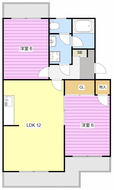 サンブライトン(2LDK/1階)の間取り写真