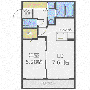 グロワール平和通(1LDK/4階)の間取り写真