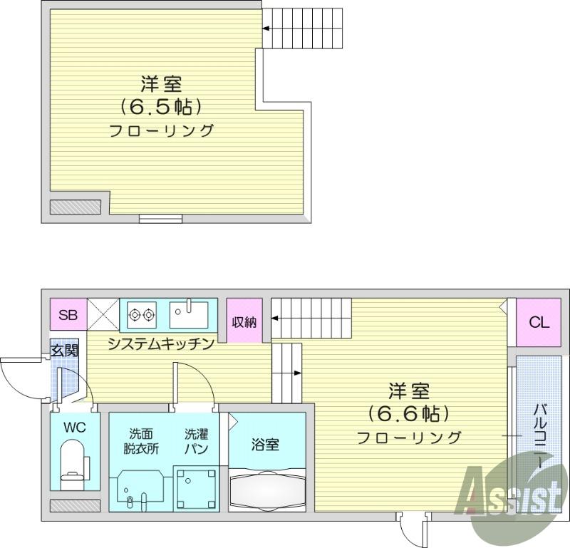 NACHURA新田(1K/1階)の間取り写真