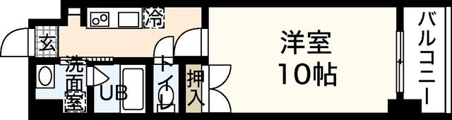 ラメール舟入(1K/2階)の間取り写真