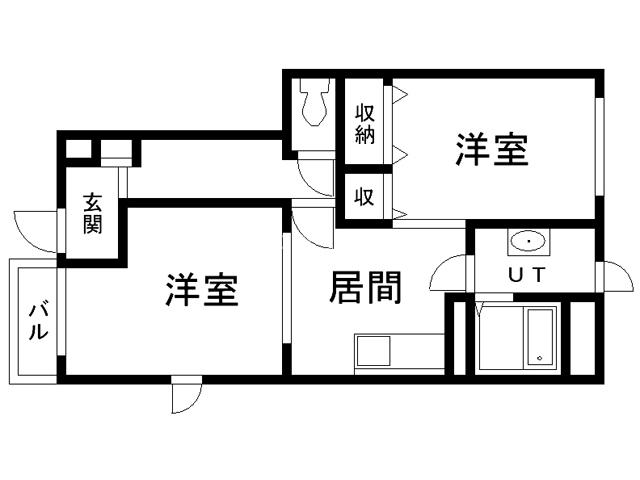 BETTER 浜田B(2DK/1階)の間取り写真