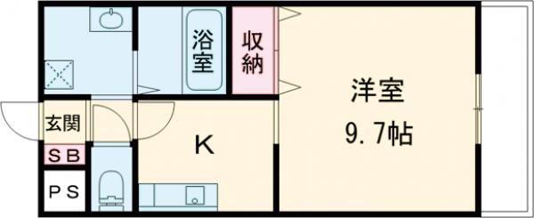 スクエアヒルズモモヤマ(1K/4階)の間取り写真