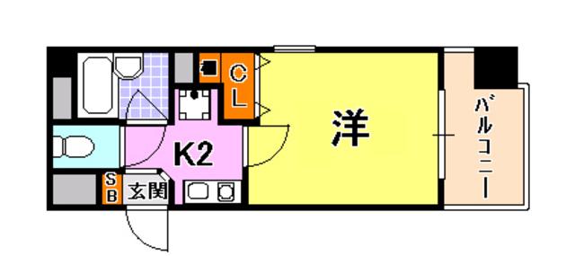 エスリード三宮フラワーロード(1K/5階)の間取り写真
