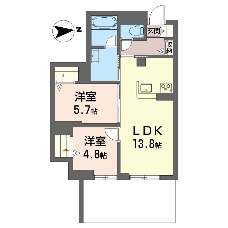 グランリオル(2LDK/1階)の間取り写真