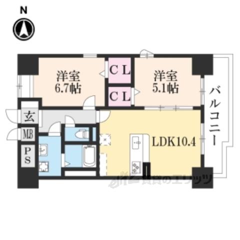 シエラコート(2LDK/2階)の間取り写真