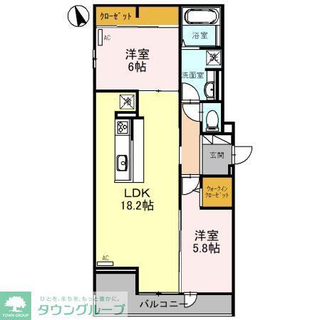 ノーブル ヴィラ(2LDK/2階)の間取り写真
