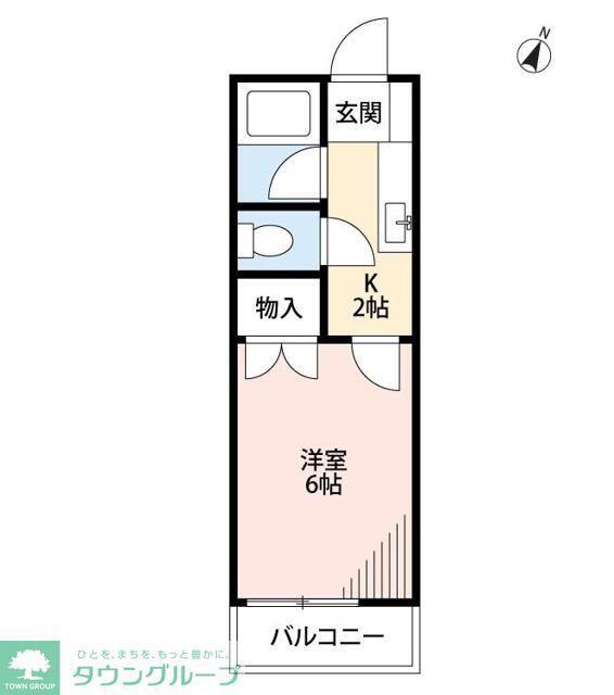 初石パークB棟(1K/2階)の間取り写真