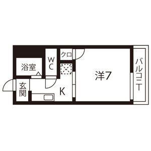 タウニー浪打(1K/1階)の間取り写真
