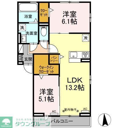 MANOIRBLANCII(2LDK/1階)の間取り写真