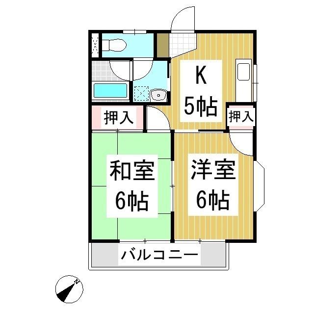 十基堂ハイツ(2K/1階)の間取り写真