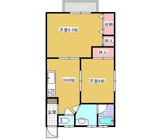 コーポ由貴(2DK/1階)の間取り写真