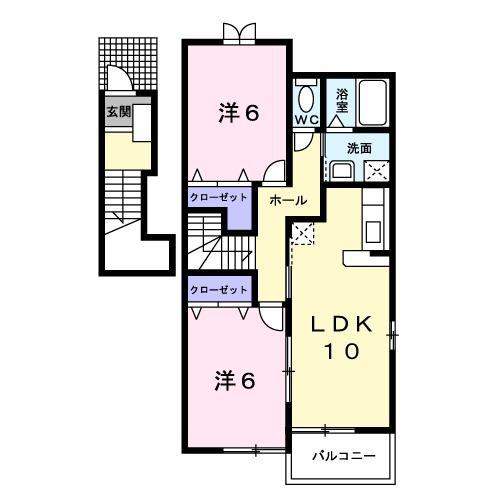 メゾン・アンジュ B棟(2LDK/2階)の間取り写真