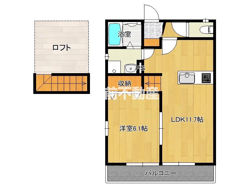 シエルリーブル(1LDK/2階)の間取り写真
