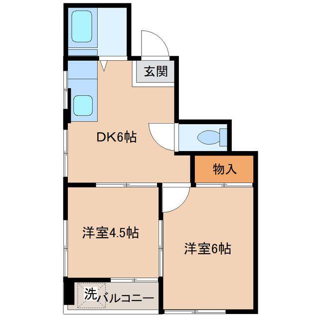 田中ビル(2DK/4階)の間取り写真
