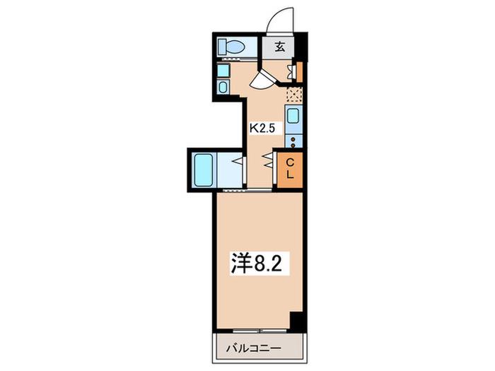 アバンサール湘南(1K/2階)の間取り写真