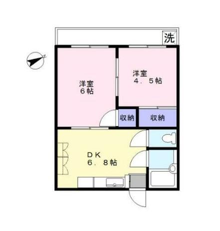 コーポふじ(2DK/2階)の間取り写真