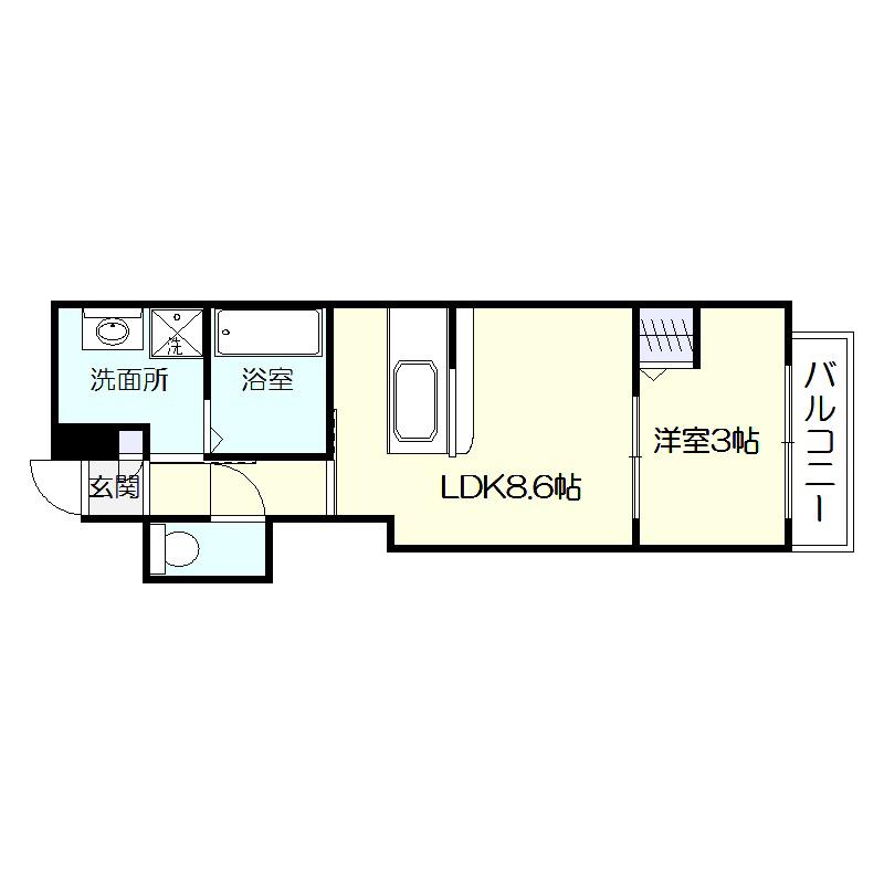ドレッセ草牟田(1LDK/2階)の間取り写真