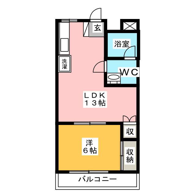ダイヤモンドプラザ(1LDK/1階)の間取り写真