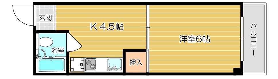 塚口グリーンハイツ(1K/3階)の間取り写真
