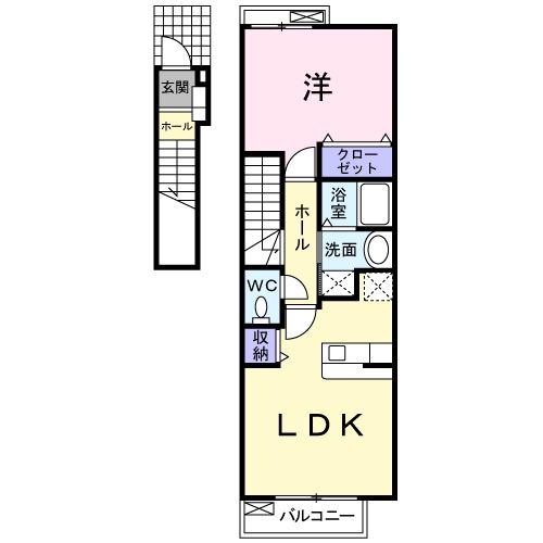 ベル ガーデン プレイス A(1LDK/2階)の間取り写真