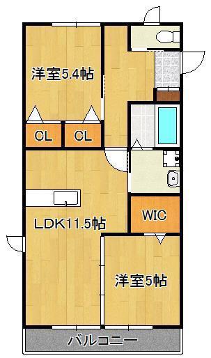 プルメリア(2LDK/2階)の間取り写真
