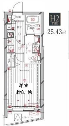 レガリス洗足池(1K/3階)の間取り写真