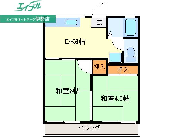 コーポモミヤマ(2DK/2階)の間取り写真