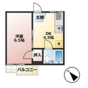 コーポ穂高(1DK/2階)の間取り写真