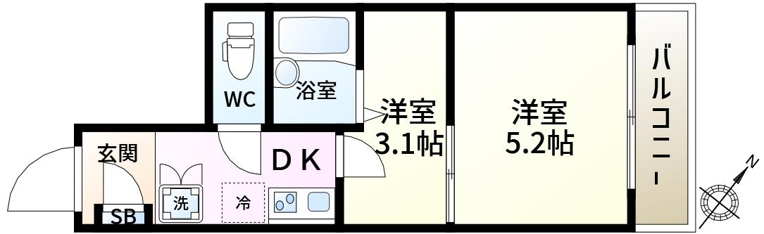 エルヴィーナ新小岩(2K/1階)の間取り写真