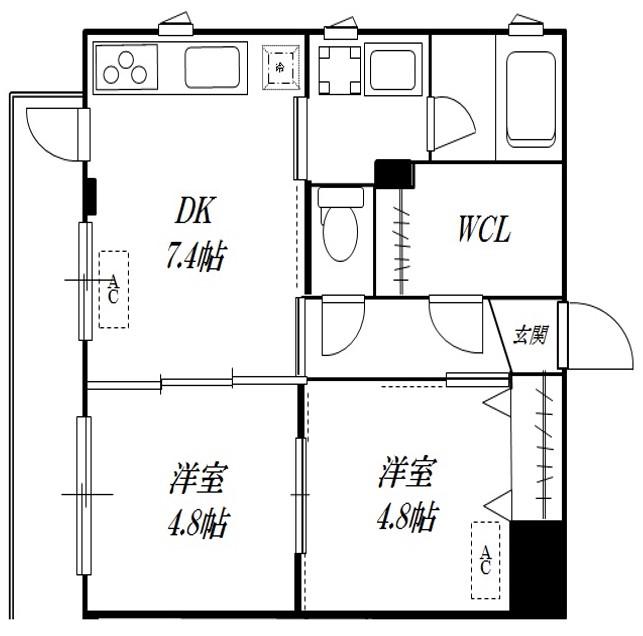 カーサドマーニ(2SDK/3階)の間取り写真